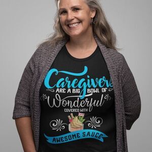 Short Sleeve Tee "Caregivers Black and Blue are a Big Bag Of Awesome Sauce." XL